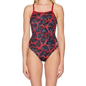 Speedo Endurance Red Black Racerback Competition swimsuit size 12/32